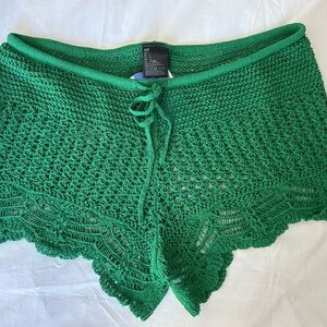 H&M Emerald Crochet Shorts